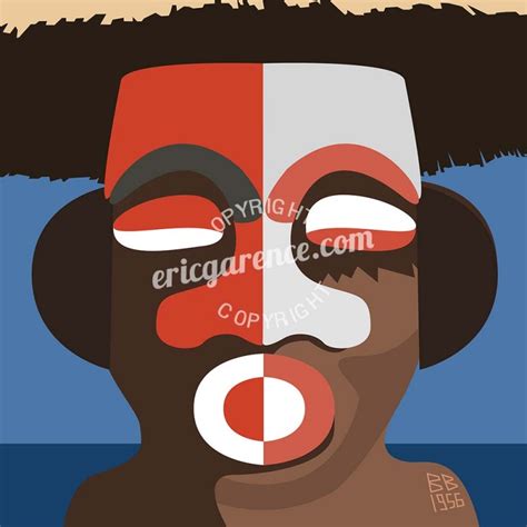 Poster 50x70 Eric Garence Tahiti Beach And The Tiki In Saint Tropez
