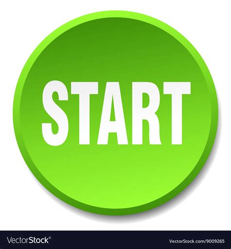 Start Green Round Flat Isolated Push Button Vector Image