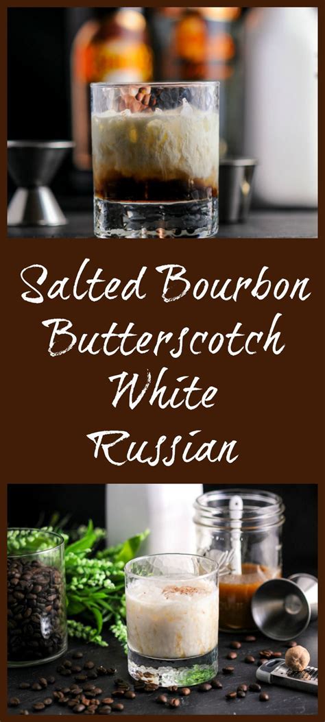 The caramel drizzle inside the glass, salted caramel rim, and the caramel candy garnish, along with the shaken mixture of vodka, caramel syrup, and irish cream will tempt those with a. Salted Bourbon Butterscotch White Russian cocktail ...