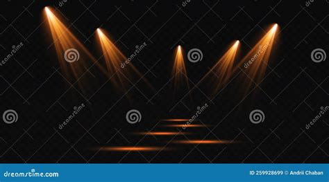 Set Of Vector Spotlights Various Forms Of Light Stage Spotlights