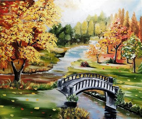 Autumn Park Original Oil Painting Link In Bio Landscape Paintings