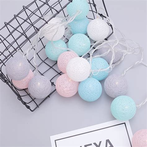 Cotton Ball String Lights Xmas Lover Wedding Party Holiday Bedroom