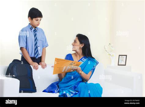 Mother Scolding Son Stock Photo Alamy