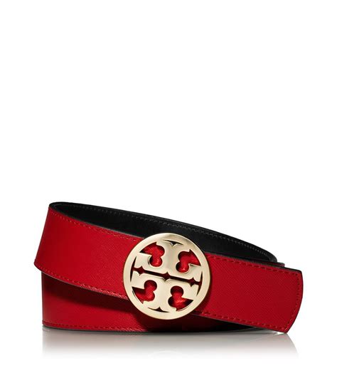Lyst Tory Burch Reversible 1 12 Classic Tory Logo Belt In Red