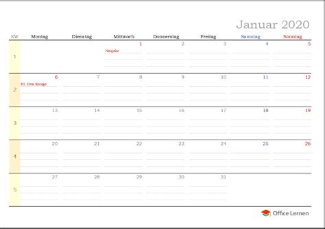 Pdf kalender zum ausdrucken als jahresplaner und halbjahreskalender für die jahre. Kostenlose Kalendervorlagen 2020 für Word und Excel ...