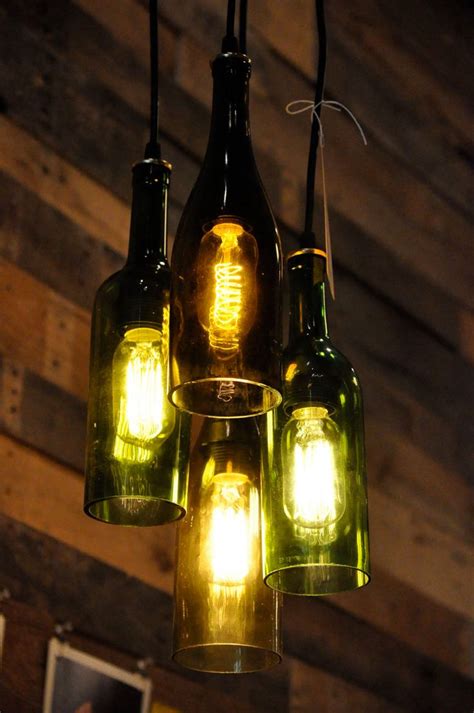 4 Light Chandelier Recycled Wine Bottle Pendant Lamp Hanging Bottle