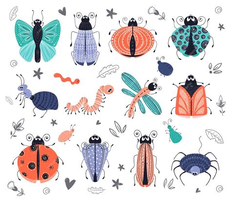Premium Vector Cute Cartoon Bugs Beetles Vector Set