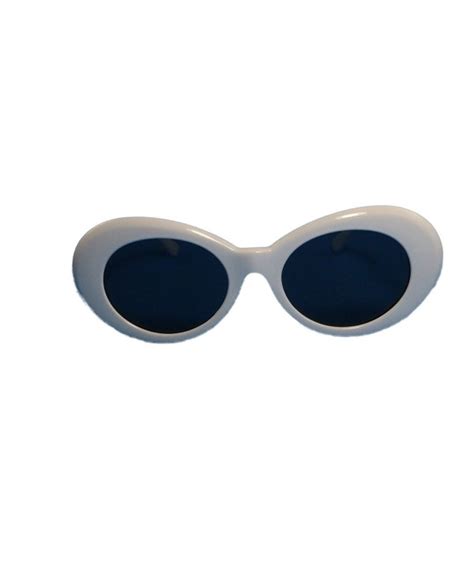 Clout Goggles White Oval Round Sunglasses Bold Retro Kurt Cobain Style