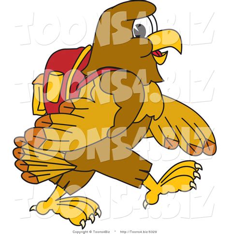 Vector Illustration Of A Cartoon Hawk Mascot Character Walking To