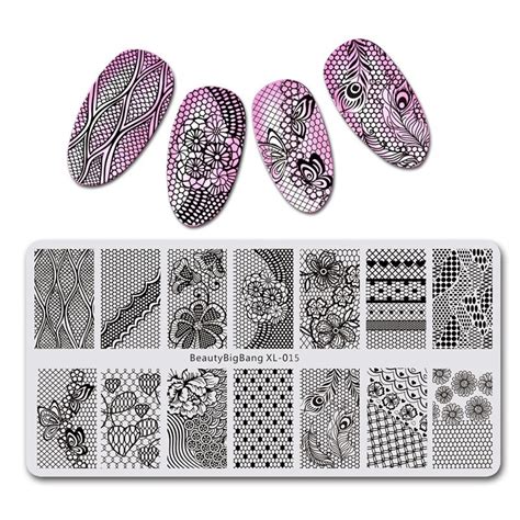 Beautybigbang 1pc Rectangle Nail Stamping Plates Summer Flower Geometry