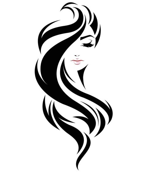Illustration Of Women Long Hair Style Icon Logo Women Face On White