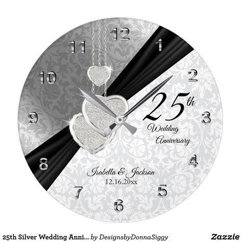 25th Silver Wedding Anniversary Keepsake Large Clock