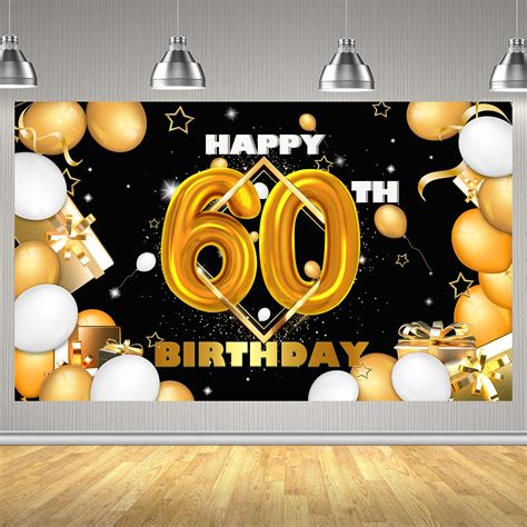 Buy Ufocusmi 60th Birthday Banner Backdrop Happy 60th Birthday