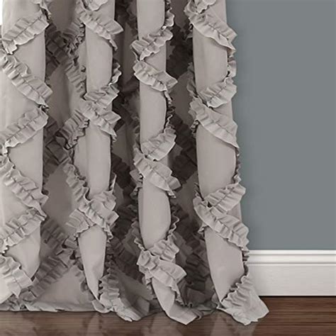 Lush Decor Gray Ruffle Diamond Curtains Textured Window Panel Set For