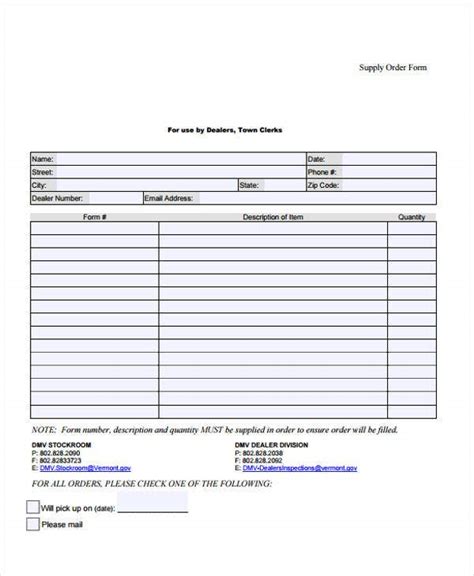 10 Supply Order Templates Free Sample Example Format Download