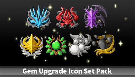 Gem Upgrade Icon Set Pack Gamedev Market