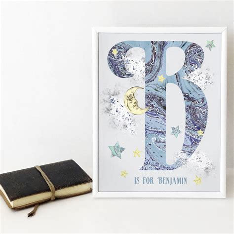 Personalised Day Dream Marble Initial Print By Bloom Cocoon