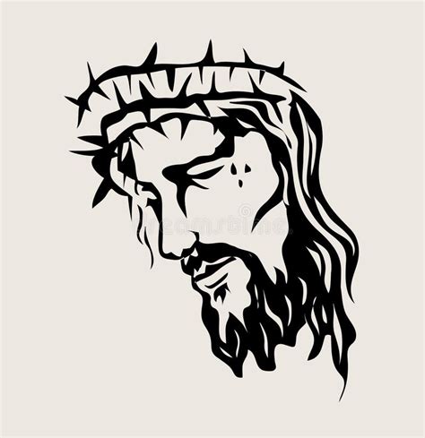 Jesus Face Silhouette Logo Progettazione Di Vettore Di Arte