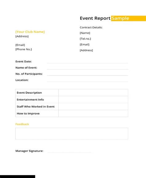 Free Event Report Template Printable Templates