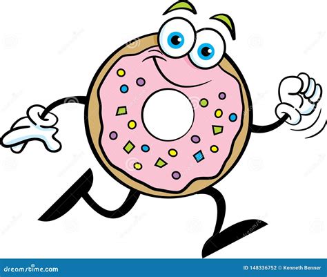 Cartoon Happy Doughnut Running Stock Vector Illustration Of Running