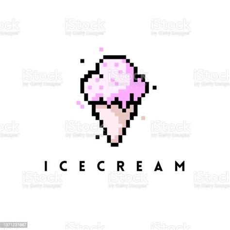 Vector Design Template Ice Cream Icon Pixel Art Stock Illustration