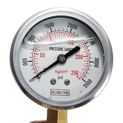 14 Inch Npt Male Hydraulic Fueloil Liquid Water Filled Pressure Gauge