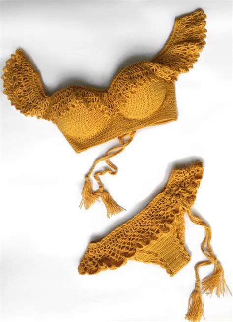 Crochet El Traje De Ba O Crop Top Crochet Bikini Chiqui Bikini Inferior