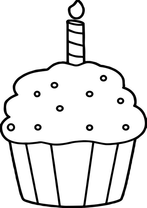 Birthday Cupcake Coloring Page Dibujos De