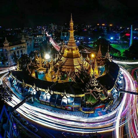 Amazing Image Of Sule Pagoda At Night Photo Credit To Ko Gyi