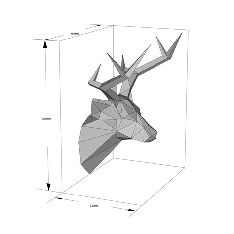 Deer Head Papercraft Template Abstract Low Poly 3d Origami Etsy
