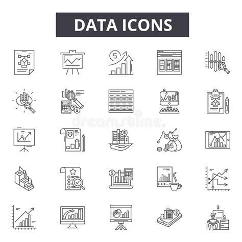 Data Concept Illustration Linear Icons Line Signs Set Vector