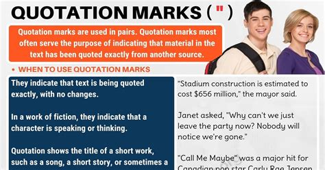 Quotation Marks When To Use Quotation Marks Punctuation Marks