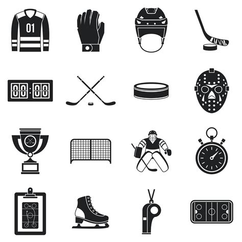 Hockey Icons Set Simple Style 5318489 Vector Art At Vecteezy