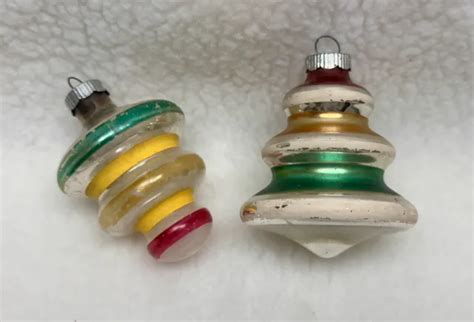 Vintage Shiny Brite Ufo Tornado Mercury Glass Christmas Ornaments