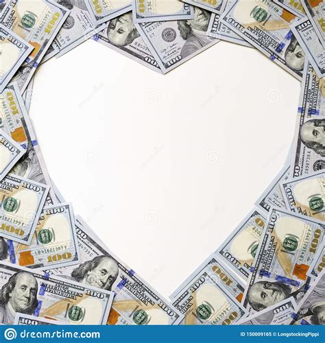 Heart Shape Made Of Hundred Dollar Bills On White Background Space For