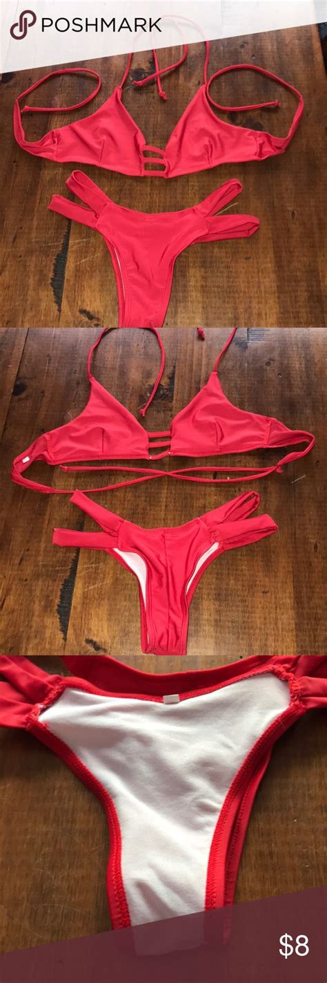Red Bikini 👙 Bikinis Red Bikini High Neck Bikinis