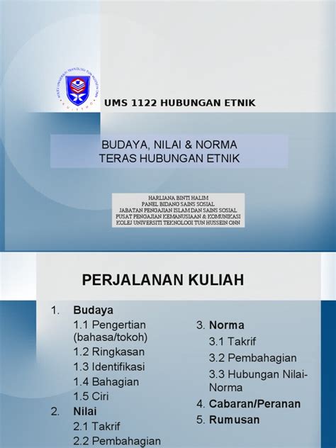 Konsep etnik merujuk kepada suatu kumpulan manusia yang dicirikan oleh. Budaya, Nilai Dan Norma Teras Hubungan Etnik H