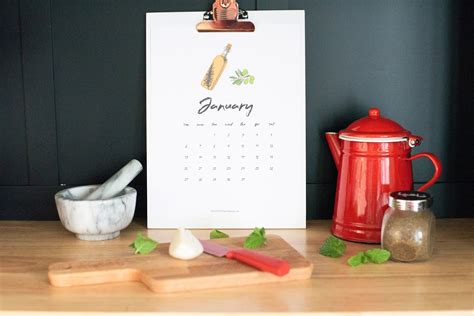 Free Printable 2019 Monthly Calendar Kitchen Theme Mix Of This N That