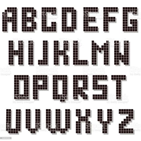 Pixel Alphabet Isolated Digital Font Stock Illustration Download