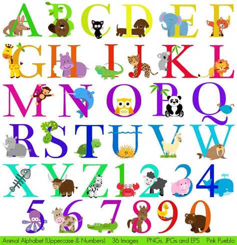 Animal Alphabet Font With Safari Jungle Zoo Animals Etsy Animal