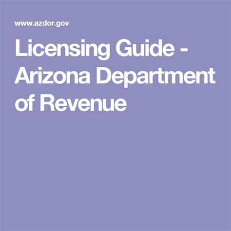 Licensing Guide Arizona Department Of Revenue Revenue Department