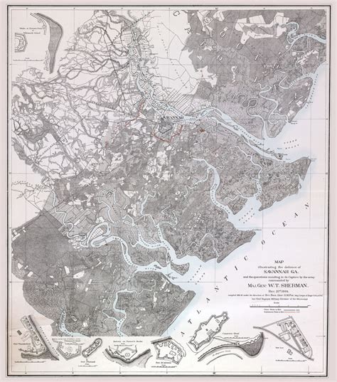 1864 Map Of Savannah Georgia And Forts Etsy