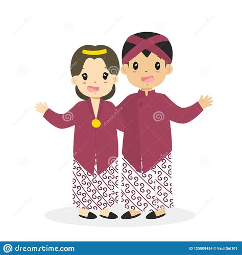 Jogjakarta Indonesia Traditional Dress Cartoon Vector Stock Vector