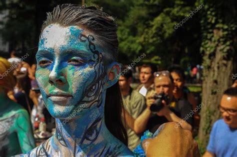 Nude Artists During First Official Body Painting Event Stock Editorial Photo Fashionstock