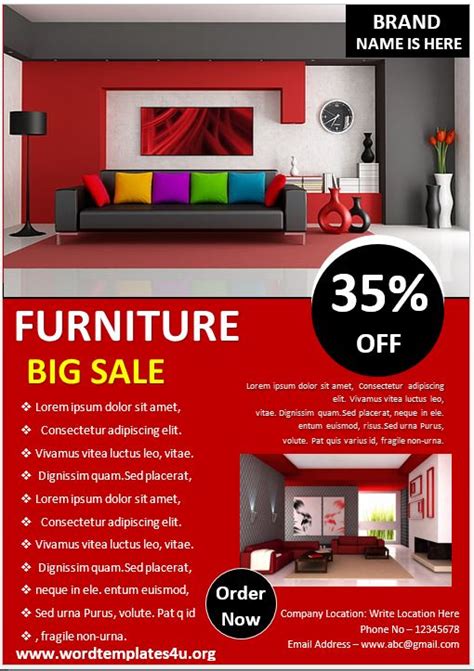 Furniture Sales Brochure Templates Word Templates