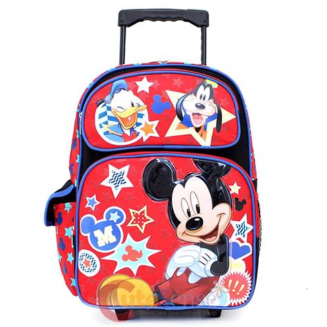 Mickey Mouse Friends Large School Rolling Backpack 16 Roller Bag W