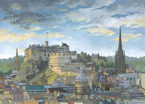 No3 Edinburgh Castle Castle Painting Ink Painting Fineliner Art
