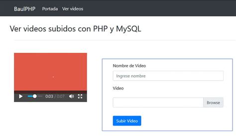 Cargue Y Almacene Videos En MySQL PHP Completo BaulPHP