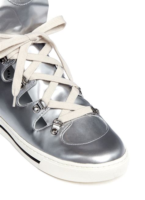 Marc By Marc Jacobs Metallic Cutout Leather Sneakers In Metallic Lyst