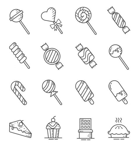 Set Of Sweets And Candies Icons With Out Premium Vector Freepik
